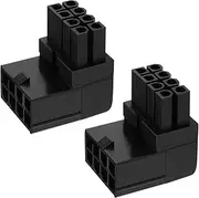 2Set 8PIN Power Adapter 90 Degree Angled Power Connector Adapter for GPU Graphics Card, for Desktop Computers Graphics Card Right Angle Elbow Adapter (Black)