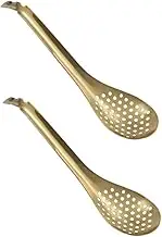 Ciieeo Molecular Cooking Spoons Set 2pcs Home Stainless Steel Caviar Colander Spoons Smooth Handle