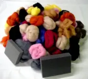 One (1) Pound of Roving Wool for Felting-Twelve (12) Colors plus Two (2) Sponges