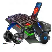 V2 Gaming Keyboard Mouse Headset Set Mechanical Feel Game Headphone Combos