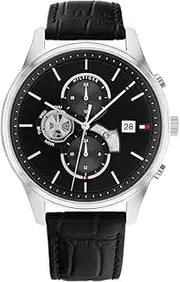 [Tommy Hilfiger] Men's Weston 1710502 Dress Quartz Watch, Black, 44 mm Case Diameter