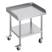 Stainless Steel Work Table, 24 x 28 x 30 Inch Commercial Food Prep Worktable with 4 Wheels, Casters, 3-Sided Backsplash Heavy Duty Prep Worktable, Metal Work Table for Restaurant Home