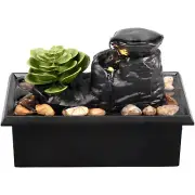 Tabletop Fountain with Light Mini Indoor Water Fountain Feature Zen Meditation