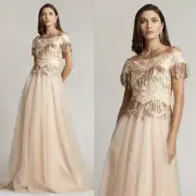 NWT Tadashi Shoji NWT TADASHI SHOJI RUBY SEQUIN FRINGE TULLE GOWN DRESS Size 18