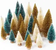 24 Pcs Mini Christmas Tree Desktop Artificial Xmas Pine Tree Mini Bottle Brush