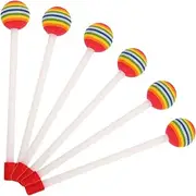 Gatuida 6pcs Rainbow Lollipop Drumsticks Lightweight Plastic Hand Percussion for Durable Easy Grip Mallets for Musical Activities and Stage Performance