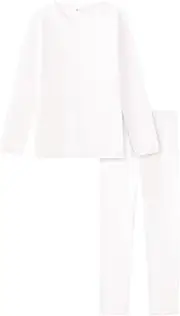 [UTTPLL] Girls Thermal Ultra Soft Underwear Sets for Kids Warm Long Johns Set Toddler Boys Winter Base Layer Shirt & Pants White Medium(90) /2T, White