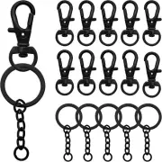 150Pcs Black Swivel Snap Hook Set,Swivel Clasp Keychain Hook Lobster Clasp Split