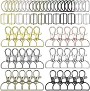 [Frediuo] 90 Pieces Lobster Claw Clasps Metal Belt Buckle Connector Replacement Slide Buckles D Rings for Backpack Bag Making Findings