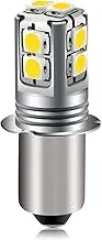 Ruiandsion Upgrade LED Flashlight Bulb 6-40 Volt P13.5S Base LED Bulb White 6V 9V 12V 18V 19.2V 24V Replacement for Flashlight Torch Lantern Work Lights,Non-Polarity