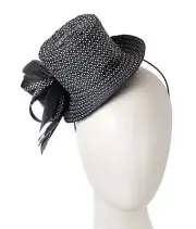 Black & white top hat & feathers fascinator -- 100% Aussie Family Business