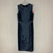 SPANX Vegan Leather Dress Size XS Womens Black Fitted Sheath Midi Faux Leather