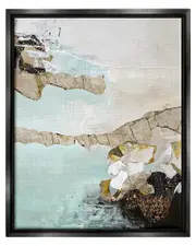 Abstract Beach Shoreline Scenery Framed Floater Canvas Wall Art by Design Fabrikken