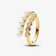 *BRAND NEW* Pandora Freshwater Cultured Pearls & CZ Stones Open Ring 163146C01