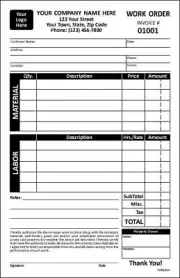 100 Custom Contractor / Generic Invoices, 2 Part Carbonless / 5.5x8.5 / TMG055