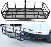 400 Lbs Fits 2" Receiver Heavy Duty Hitch Mount Cargo Carrier Folding Cargo Rack Rear Luggage Basket for Car SUV Traveling