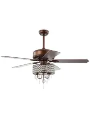 JONATHAN Y Becky 52in 3-Light Crystal LED Chandelier Fan With Remote