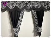 DUTCH STYLE TRUCK CURTAINS BLACK GREY DANISH PLUSH DAF XF / XG / XG+