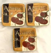 NEW - Three 6" Square Plates - CUCINA "Antipasto" Pier 1 Earthenware