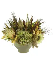 Creative Displays Hydrangea Fall Arrangement with Sunflowers and Wheat