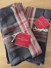 Pottery Barn Cody Plaid Dinner Napkins 20” Set/8 Black Red Green NEW