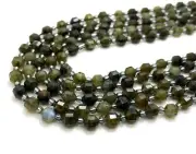 Gray Labradorite Faceted Round Double Terminated Points Gemstone Beads PGS305