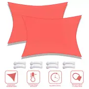 2 Pack 19x13 Ft 97% UV Block Rectangle HDPE Sun Shade Sail Canopy Lawn Garden