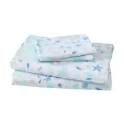 Coastal Print Microfiber Sheet Set, Soft, Comfy, 12" Deep Pockets, Queen, Ham...
