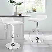 ALFORDSON Bar Stool 2X Swivel Saxton Kitchen Barstools 53-73cm Height Adjustable Gas Lift Backless Seat Leather Home Bar Counter Dining Chairs with Footrest & Floor Protector in White