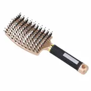 Head Scalp Massage Comb Detangle Nylon Boar Bristle Brush Smooth Hair Gold