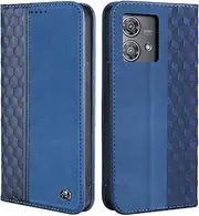 Mobile Phone Case for Motorola Edge 40 Neo Case, Leather Flip Case for Motorola Edge 40 Neo, PU Leather Shockproof Magnetic Protective Case for Motorola Edge 40 Neo, Blue