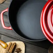HG (Red 24cm)Enamel Stockpot Pot Iron Pot With Lid Dual Loop Handle Cast Iron Po