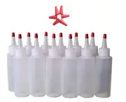 4oz New Plastic Squeeze Bottles Yorker Cap 12/pk LDPE Long Replacement Caps