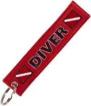 Diver Down Flag Dive Scuba Diving Red White Keychain Key Tag Chain Ring Fob