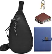 [Generic] Mens Sling Bag | Adjustable Straps Multi-Pocket Running Chest Pack - Running Belt Bag Fashion Phone Holder for Commuting Traveling