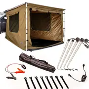Adventure Kings 2x2.5m Awning Tent +Illuminator 4 Bar Camp Light Kit LED dimmer