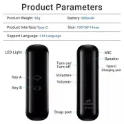 Smart Two-Way Real Time 144 Languages Translator Device Instant Voice Black NEW0