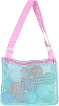 Colorful Mesh Beach Bag Adjustable Kids Quick Dry Net Tote for Seashell Collecting Beach Sand Toy Totes Swimming Accessories for Boys and Girls Green&Pink
