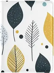 [Amooorous] Modern Style Fresh Leaves Leather decorative Passport Holders Vaccine Case Protector Cover Cute Passport Book Ultra Slim, modern style fresh leaves, 1 size