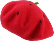 [VALICLUD] Beret Hats for Women Adorable Strawberry Woolen Designer Hat Warm Stylish for Daily Wear