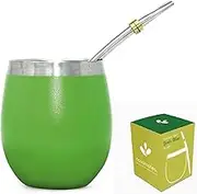 Yerba Mate Gourd - Best Yerba Mate Set - Double Wall Stainless Steel Yerba Mate Cup with Stainless Steel Mate Bombilla Straw