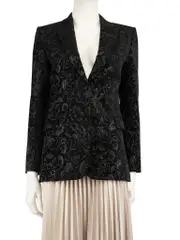 Black Floral Jacquard Blazer Jacket