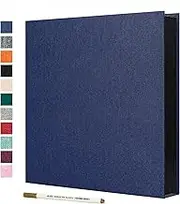 Spbapr Large Photo Album Self Adhesive Linen Cover Magnetic Scrapbook Album DIY Scrap Book 60 Black Sticky Pages for 4x6 5x7 8x10 10x12 Pictures with A Metal Pen,13.2"x12.8"60pages
