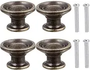 DOITOOL 4pcs Vintage Round Drawer Knobs Retro Single-Hole Cabinet Handles for Wardrobe and Furniture Antique Style Door Pulls for Home Decor