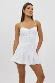 White Fit And Flare Dress Drop Waist - Size 16XL, Women's Skater Dress