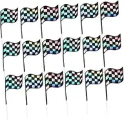 Alipis 18pcs Cake Adornment Decorating Party Cupcake Charcuterie Pie Comestible Labels Gateau Turntable Oh Edible Decoration Racing Flag Design Cake Toppers