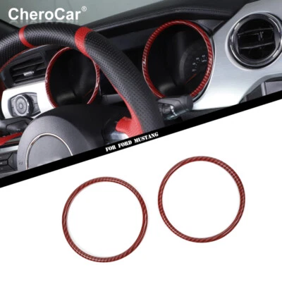 For 2015-2018 Ford Mustang Interior Dashboard Ring Trim Cover Decor Red Carbon (for: Ford)