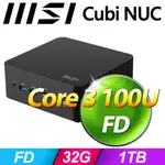 微星 CUBI NUC 1M-040BTW-SP5(CORE 3 100U/32G/1TB SSD)特仕版