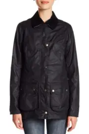 Barbour 'iONA' Navy Vent Waxed Cotton Jacket Size US 8 Coat