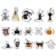 15PCS Stainless Steel Halloween Cookie Cutter Biscuit Embosser Halloween